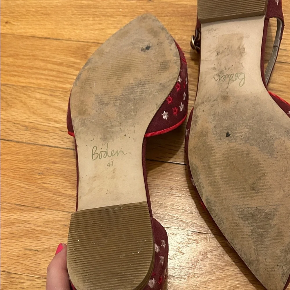 Boden Red Flats with White Star Pattern - Picture 2 of 8